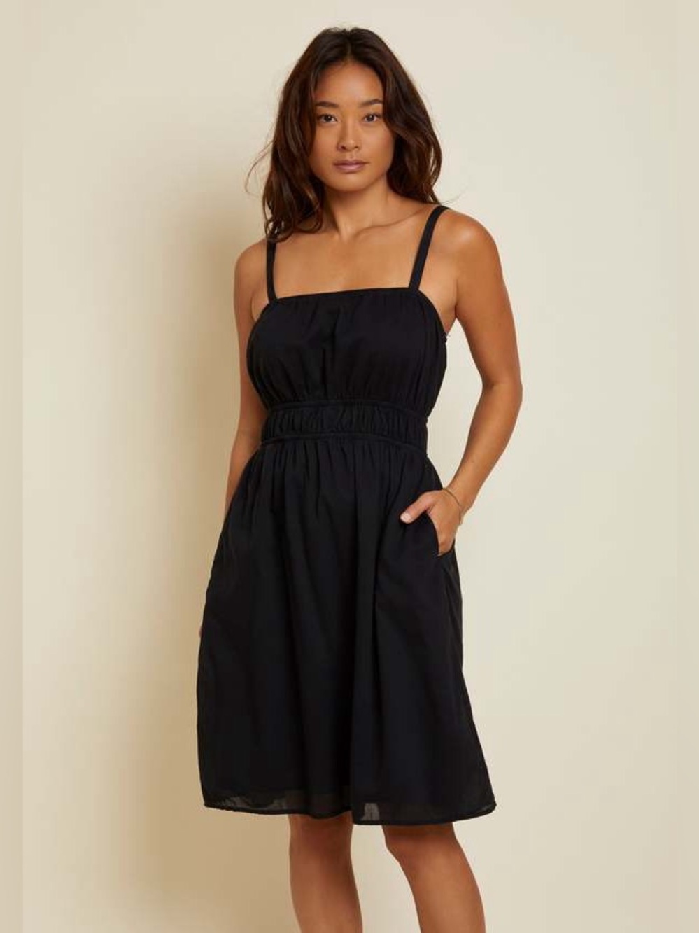 Nation LTD Opal Elasticized Sundress 100% Cotton Jet Black Size M